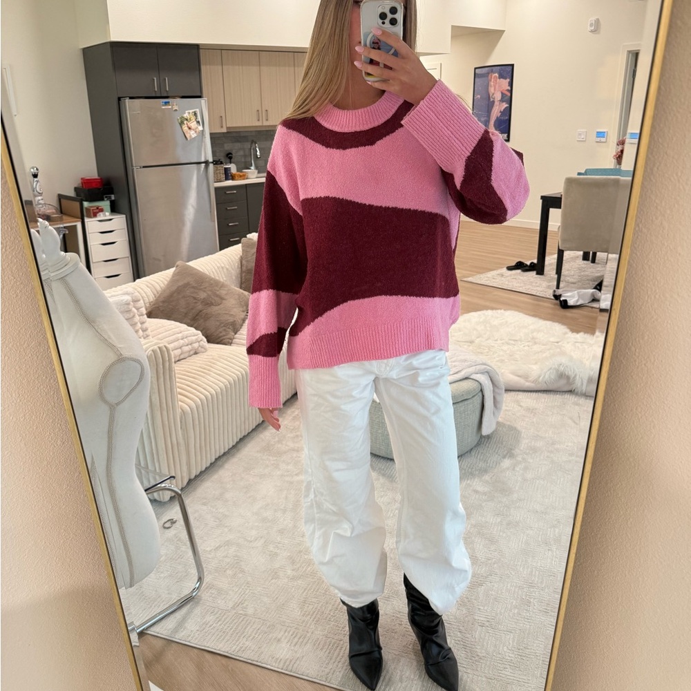 Ava & Viv Pink and Burgundy Sweater